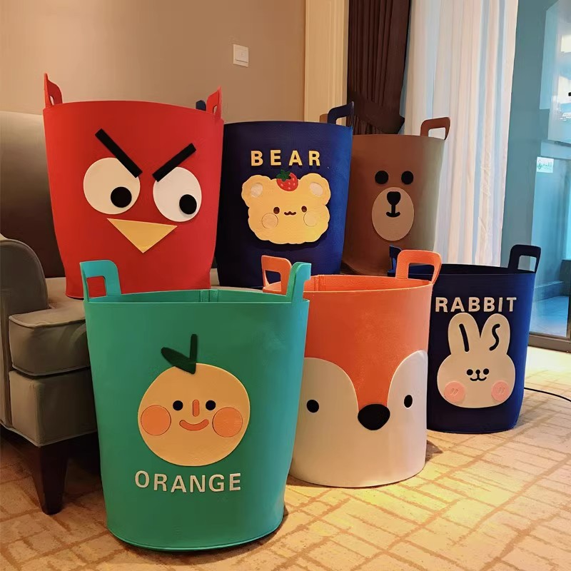 Felt Creative Laundry Basket Basket Household Folding Clothes Storage Basket Children Toy Storage Bucket Cartoon Laundry Basket