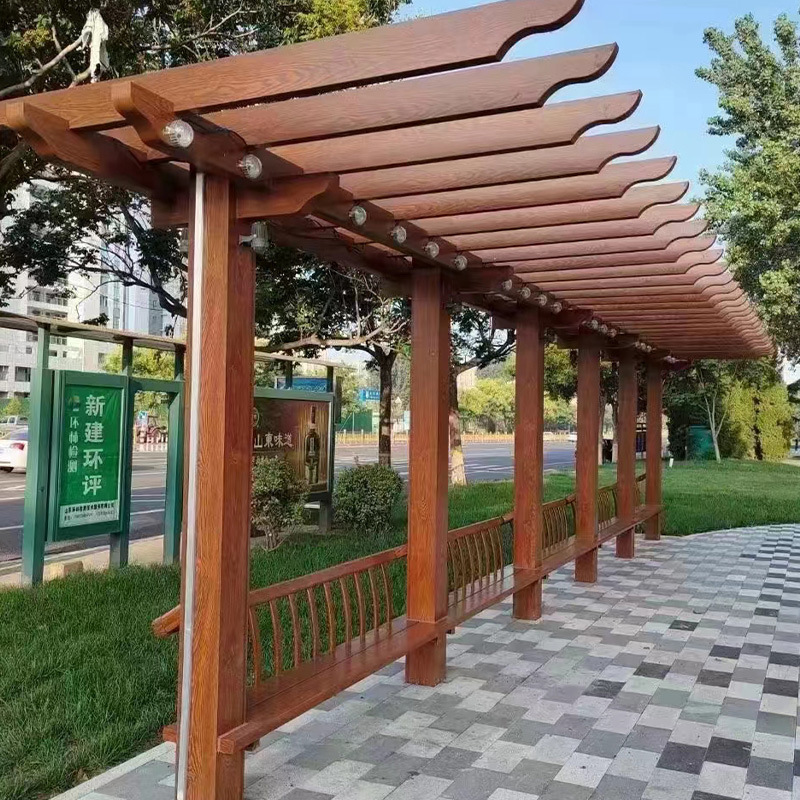 源头厂家防腐木葡萄架庭院碳化木架花园长廊架子露台地板爬藤架