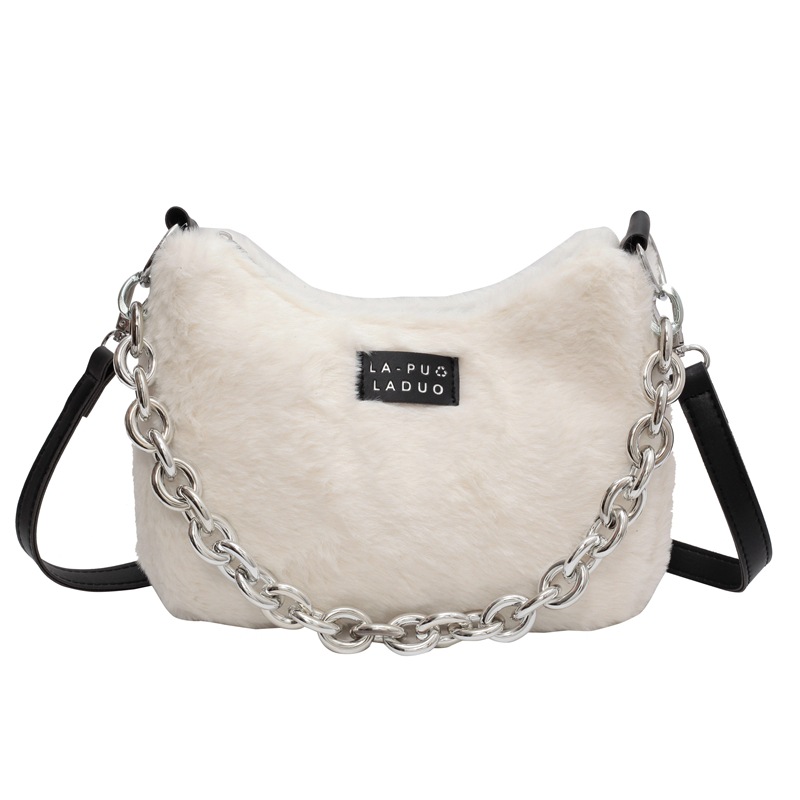 Plush Bag Women's Bag Winter New Furry Chic Shoulder Bag Popular All-Matching Chain Underarm Bag Factory Price Wholesale