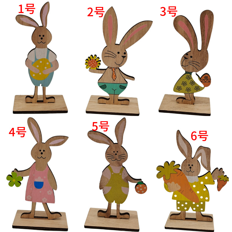 2021 Wooden New Easter Wooden Rabbit Nordic Style Home Ornament and Decoration Crafts in Stock