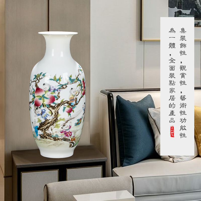 Jingdezhen Ceramics Medium Wax Gourd Bottle in Chinese Antique Style Pastel Living Room Study Wine Cabinet Decorations