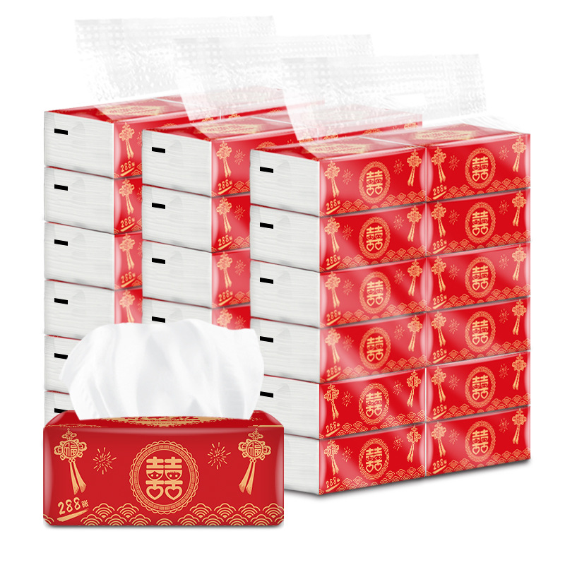 Shurou Shuang Jiqing Log Wedding Paper Extraction Banquet Tissue 4-Layer Hand-Wiping Toilet Paper [Free Shipping]]