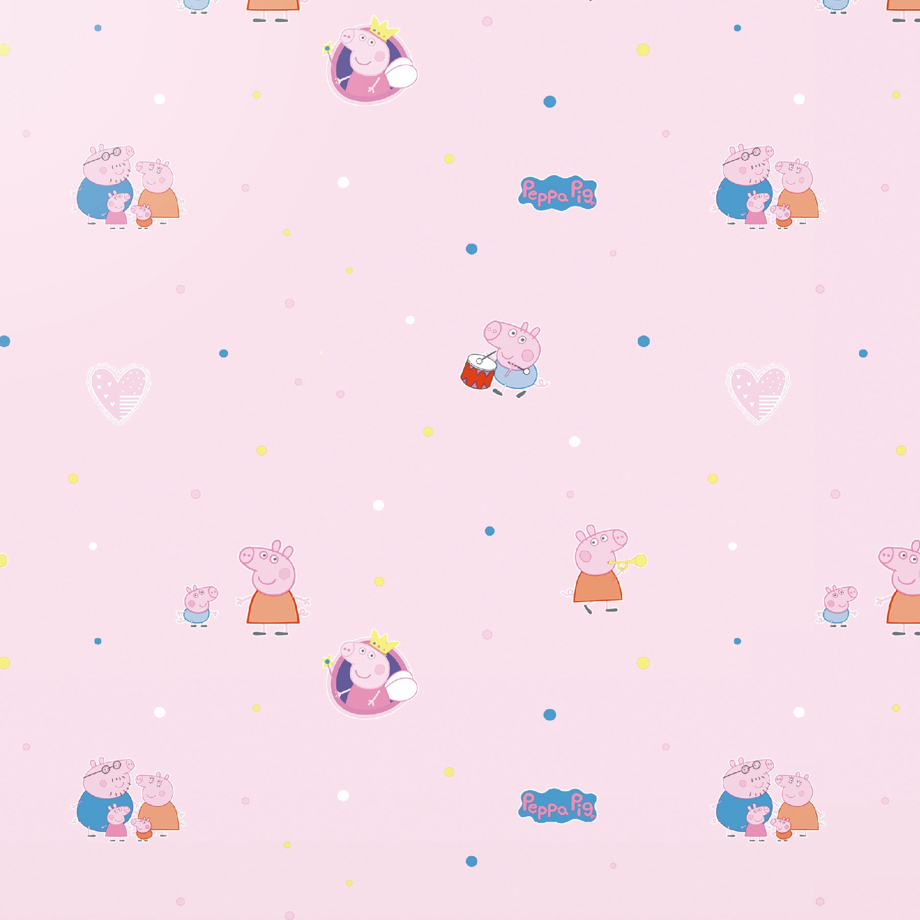 粉色蓝色卡通小猪墙纸 卧室客厅儿童房酒店 温馨简约紫色心形壁纸