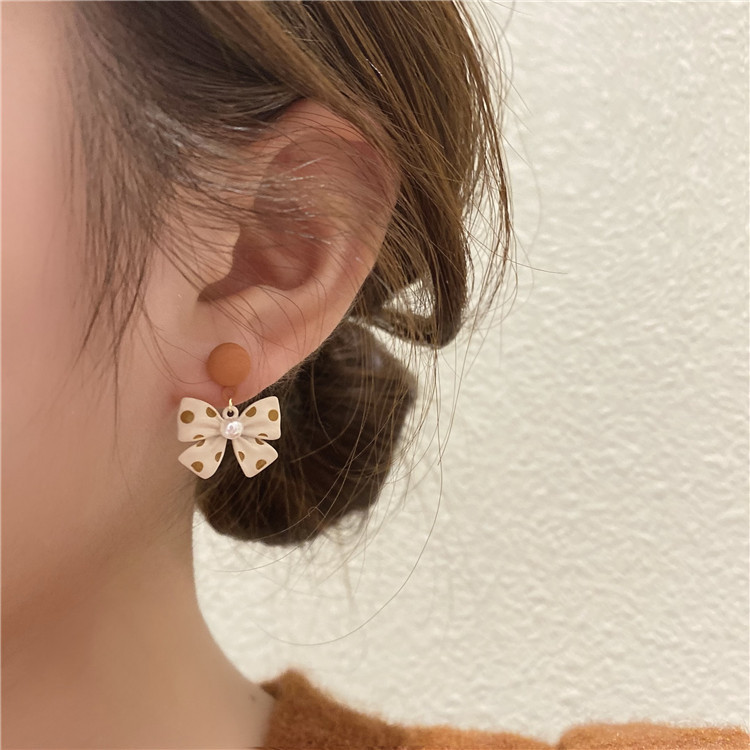 Korean Earrings New Trendy Women's Bow Pearl Earrings Refined Grace High Sense Earrings Ear Studs Wholesale