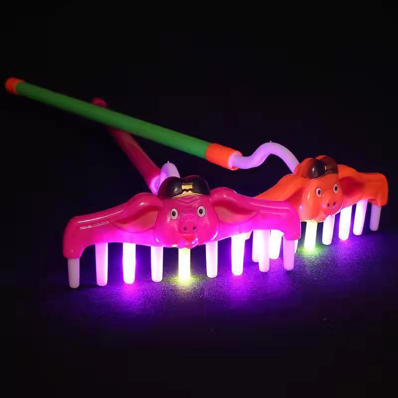 Pig Eight Ring Pork Chop Rake Light-Emitting Music Rake Journey to the West Novel Light-Emitting Toy Stall Hot Sale Toy