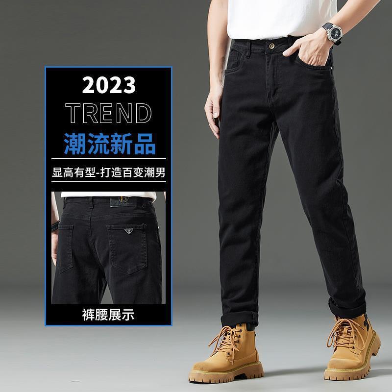 2023年新款男士牛仔裤夏季潮牌直筒宽松长裤男黑色休闲男裤-阿里巴巴