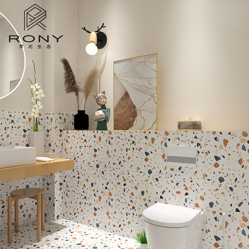 六物北欧ins彩色卫生间浴室精雕水磨石600x600餐饮厨房阳台墙地砖