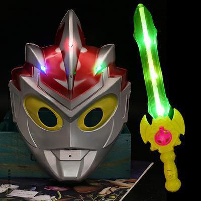 Celoot with Sword Children Luminous Mask Spider-Man with Light Light Sword Button Battery Sound Light Sword Boy Luminous