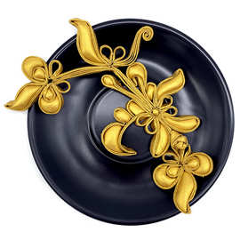 苏斯纽扣定型加铜丝古装改良旗袍098d塞棉 月牙形花丛手 工盘扣