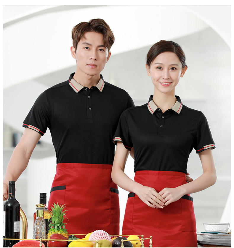快餐店工作服夏季短袖薄款透气便利店营业员男女时尚夏装t恤翻领