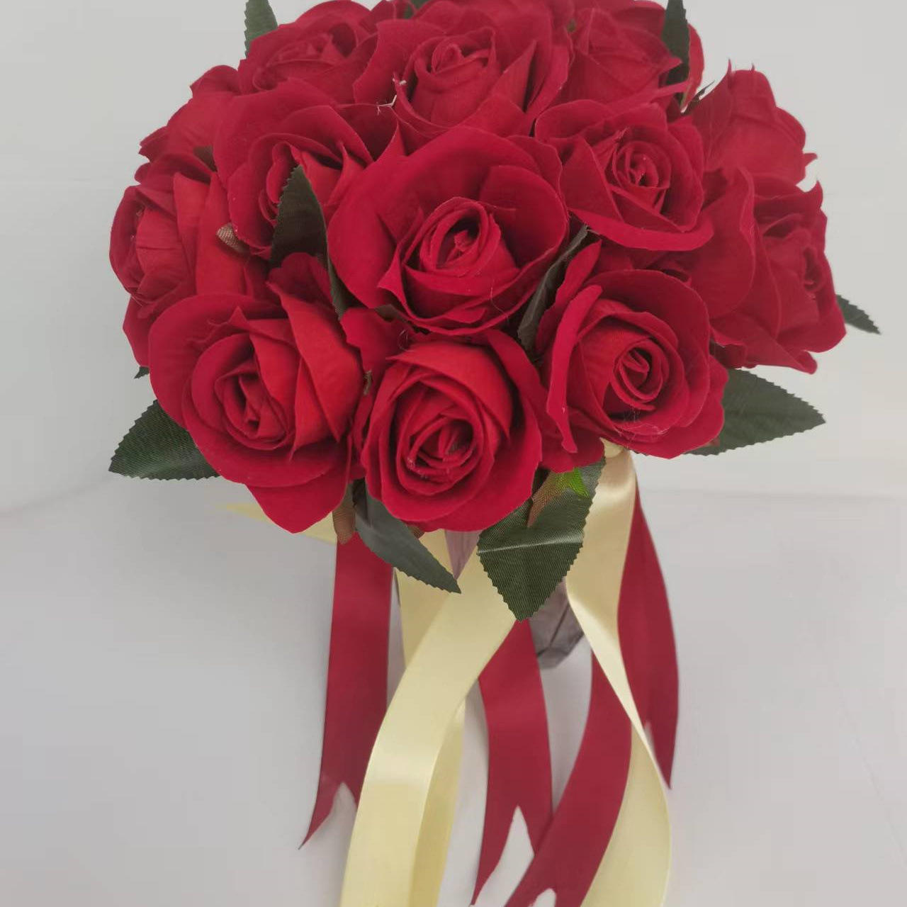 仿真手捧花新娘结婚手捧花绒布手捧花仿真玫瑰花