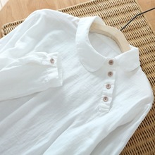 设计师款不对称娃娃领 出口高端双纱白衬衫 法式复古减龄新款小衫