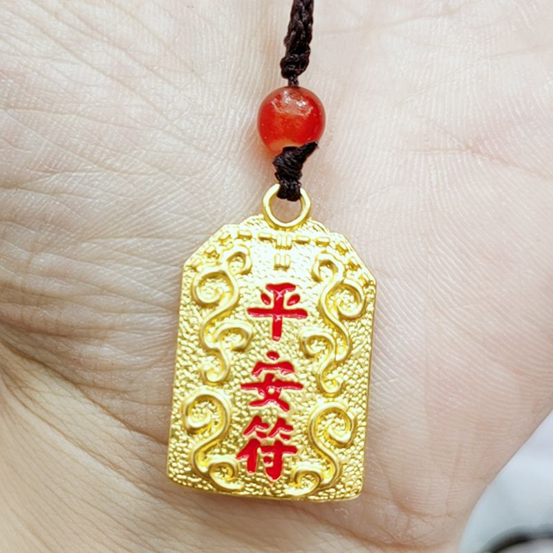 批发双面平安符吊坠项链 黑绳编制男女款平安符挂坠