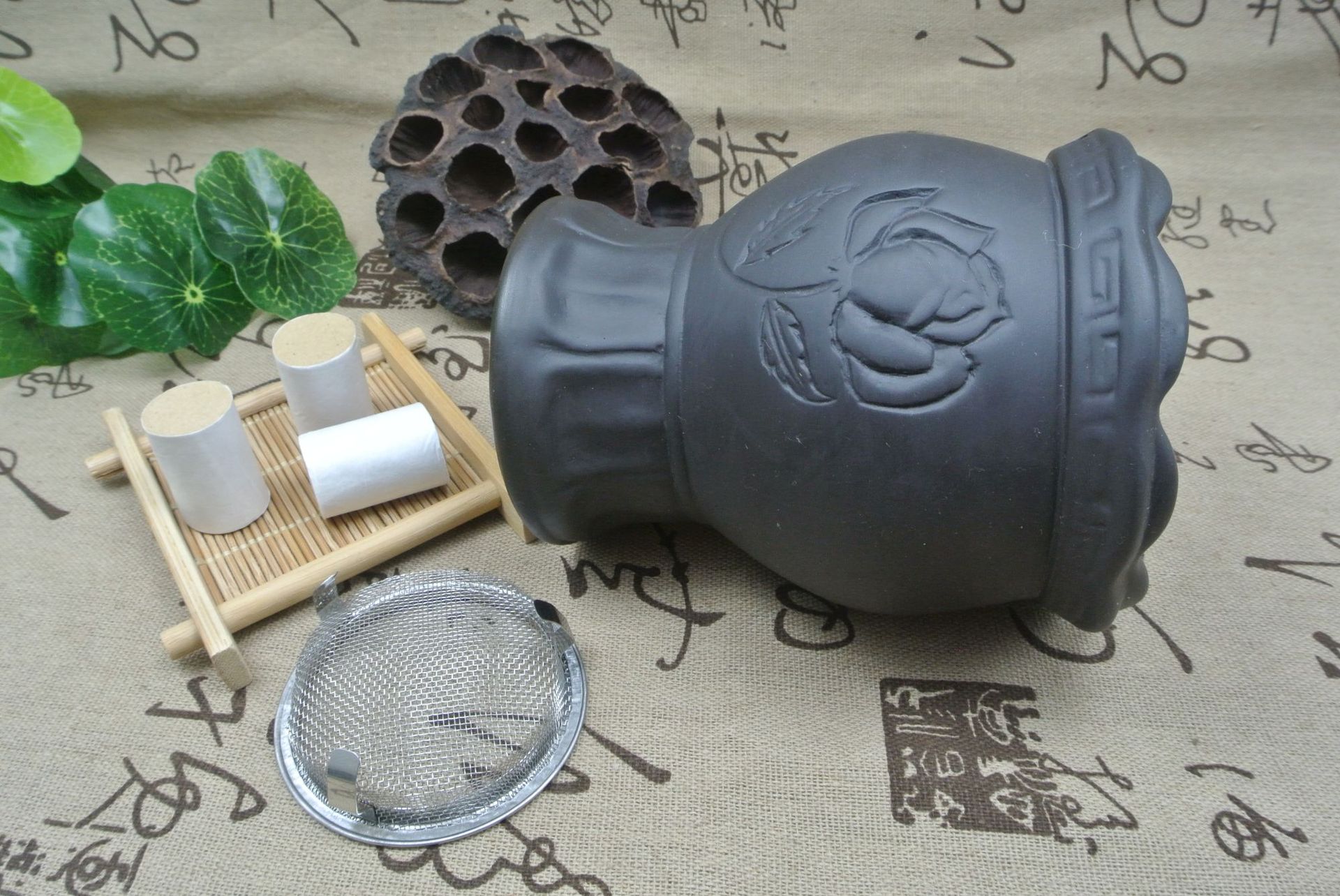 火龙罐紫砂双层莲花口 紫砂火龙罐中号 艾灸刮痧罐用