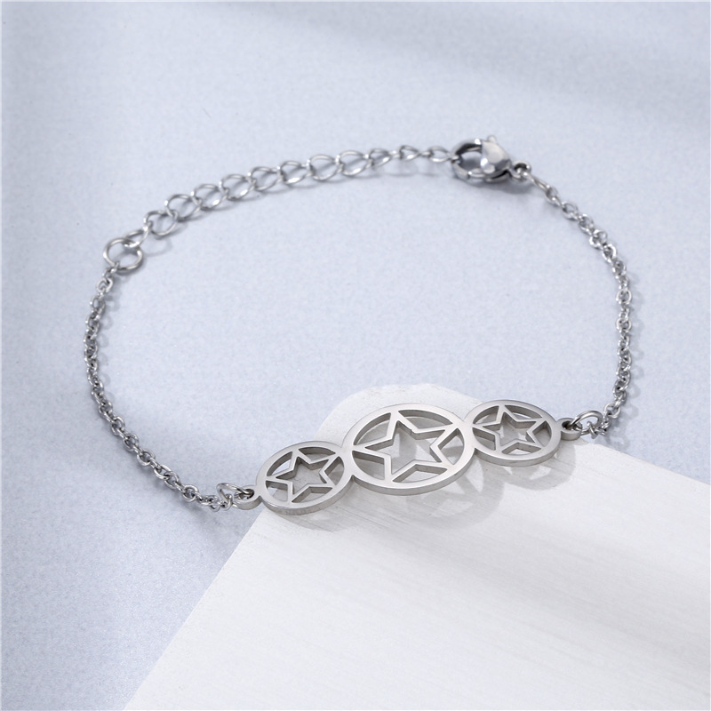 304 Stainless Steel Bracelet European and American Glossy XINGX Bracelet Hand Card Cross-Border Amazon Fashion Five-Pointed Star Hand Jewelry