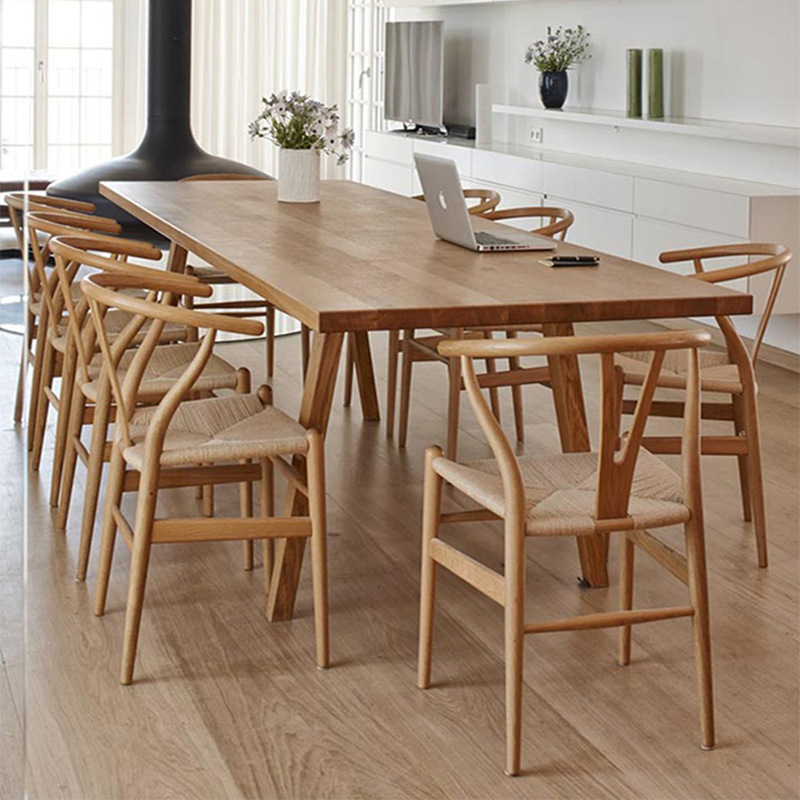 北欧简约全实木餐桌 多人位家用原木吃饭桌子 餐厅奶茶店餐桌椅