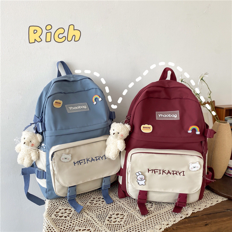 INS Style Schoolbag Female Korean Harajuku High School Student Mori Style Elementary School Studebt Backpack Junior High School Student Large-Capacity Backpack