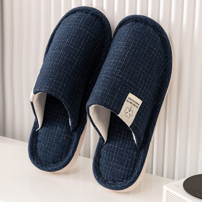 2022 New Cotton Slippers Spring, Autumn and Winter Four Seasons Indoor Platform Non-Slip Linen Floor Men and Women Couple Slippers