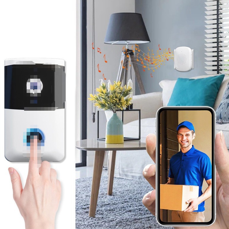 新品进门i5智能可视门铃套装免打孔无线wifi家用可视对讲机app