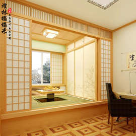 实木日式推拉门榻榻米床衣柜一体格子门樟子门窗隔断移门全屋