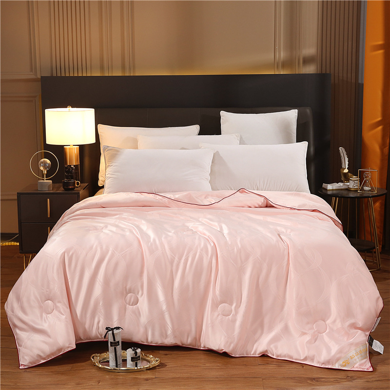 纯手工拉制双宫茧蚕丝高档贡缎提花真丝贡缎提花蚕丝被可配礼品盒