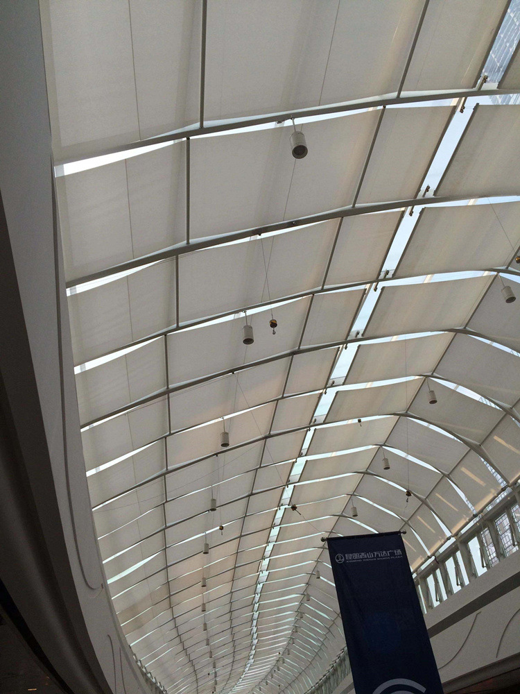 定制fss天棚帘玻璃采光顶防晒卷轴式遮阳天篷电动窗帘室内顶蓬帘