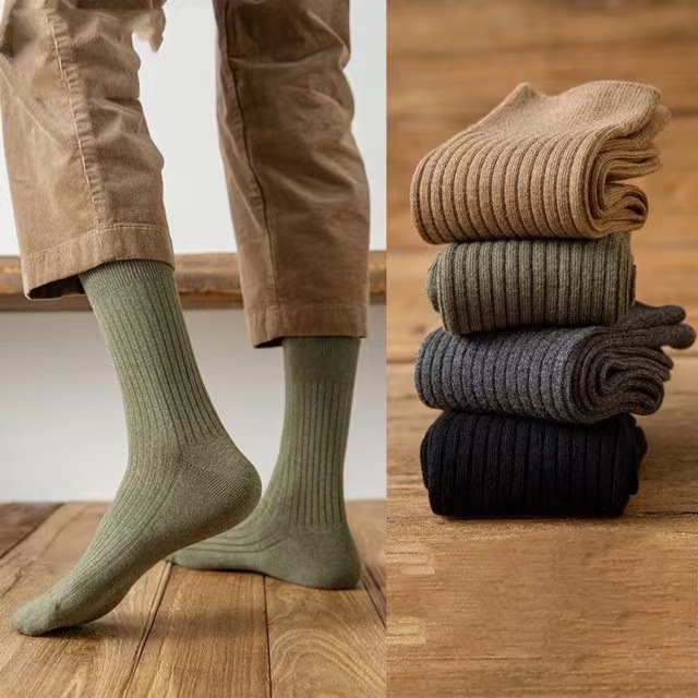 Socks Men's Long Socks Solid Color Simple Mid-Calf Four Seasons Men's Socks Long Tube Tail Boots Trendy Business Casual