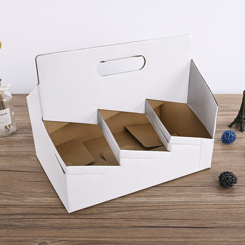 奶茶杯托一次性咖啡白卡纸外卖打包杯托固定二杯四瓦楞杯托定制