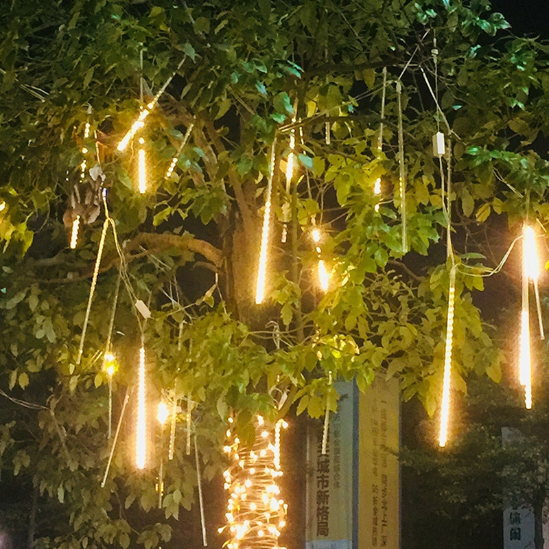 led流星雨灯户外防水装饰庭院室外挂树上彩灯闪灯串灯满天星七彩