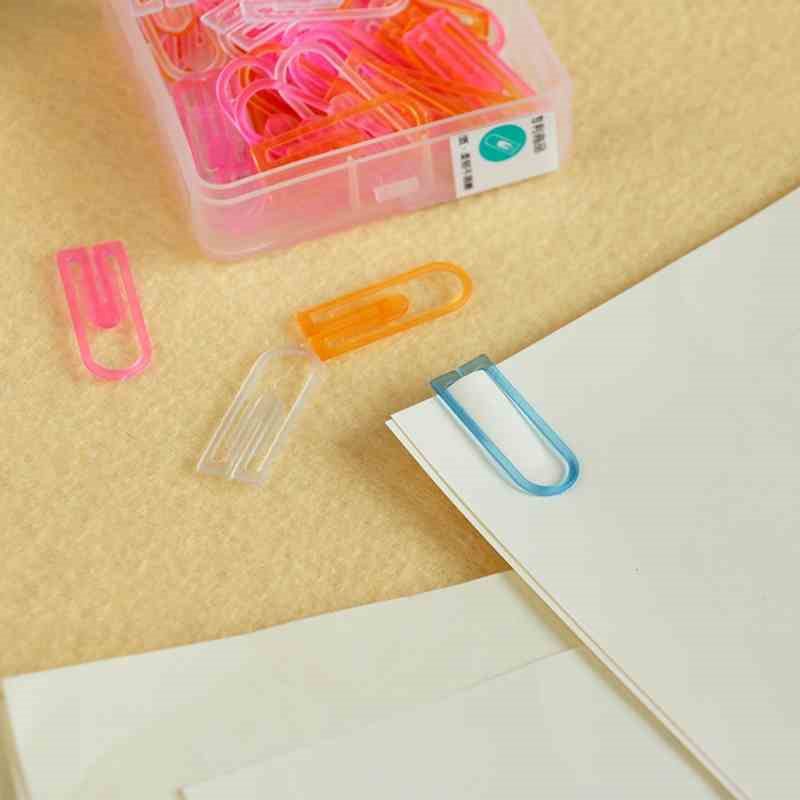 回形针书签创意可爱 巨门创意盒装彩色回形针塑料曲别针60枚/盒学