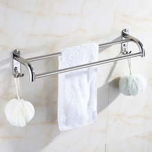 T9J5sus304不锈钢毛巾架单层浴室挂杆免打孔双杆加长卫浴卫生间毛