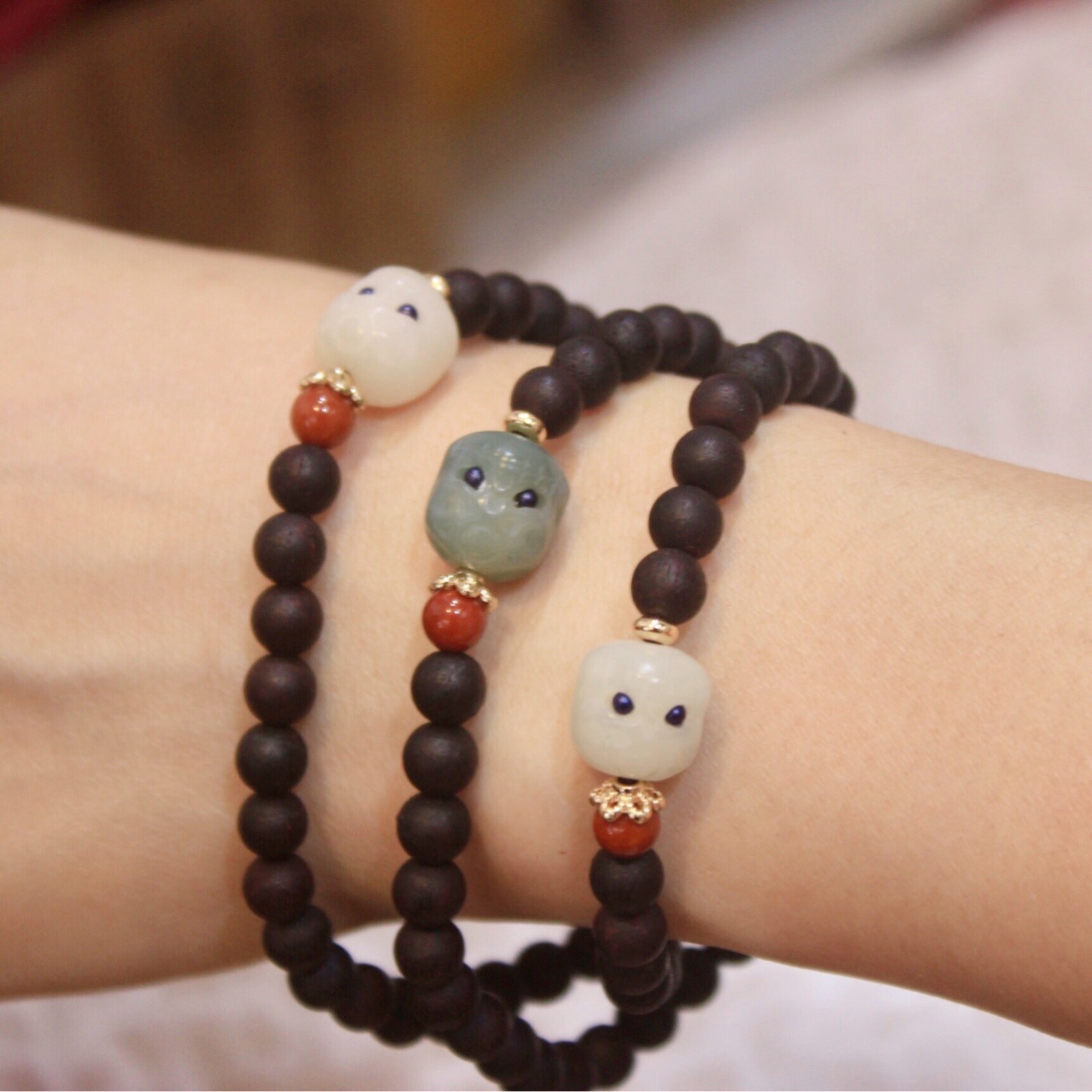 直播供货福利 降真香6mm阿呆佛珠手链 女士手串 diy佛珠 三圈手链