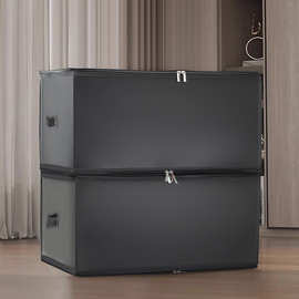 派士龙新款塑料防水收纳箱90升超大号黑色家用衣物棉被折叠整理盒