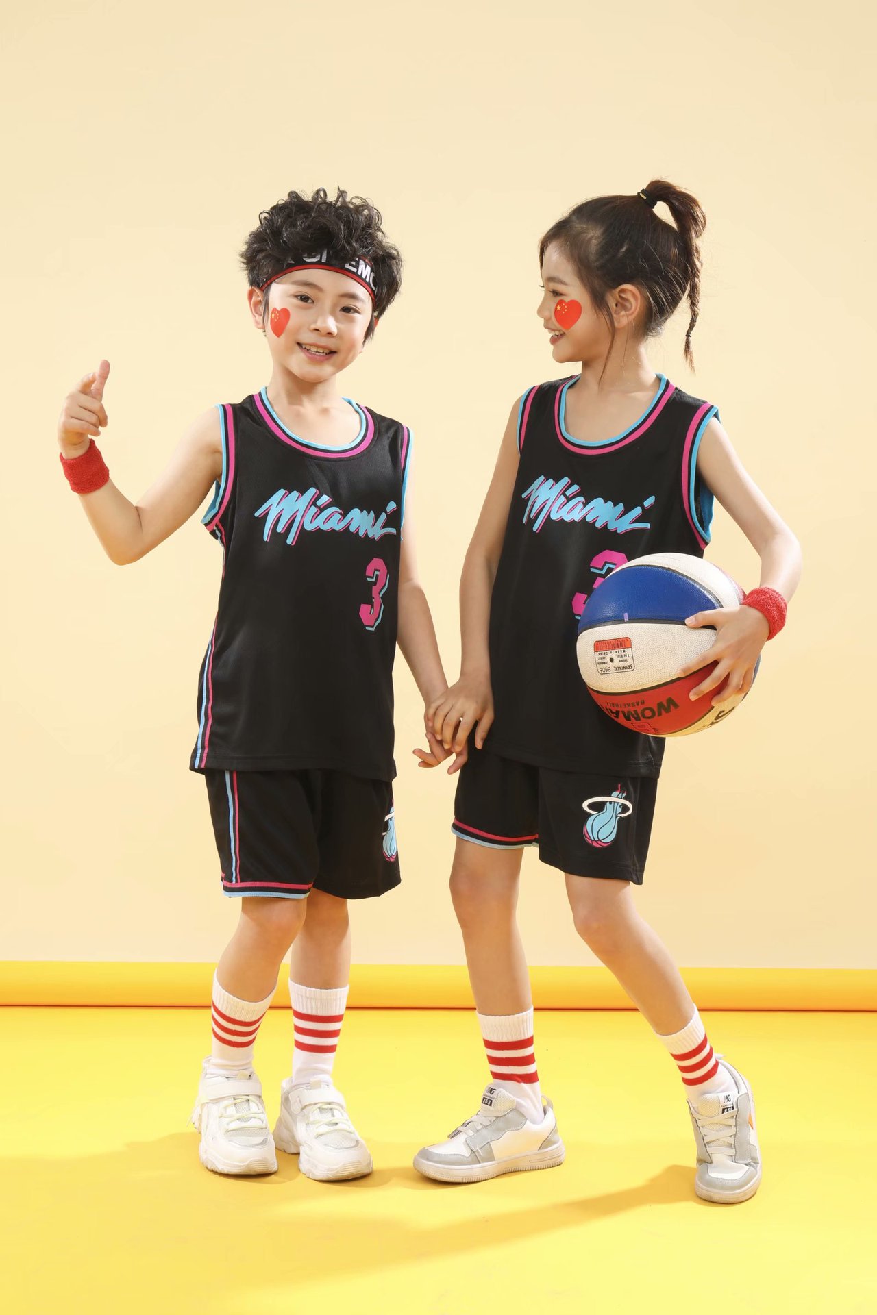 儿童篮球服套装男女热火城市版3号韦德球衣小学生比赛服定制印字