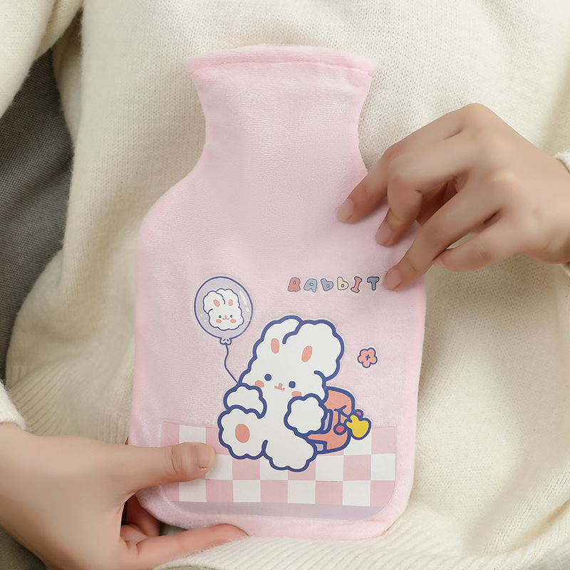 Hot Water Bag Water Injection Thickened Explosion-Proof Warm Waist Hot Compress Palace Belly Hand Warmer Large and Small Female Student Plush Cute