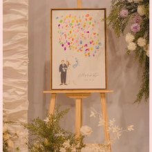 定 制趣味指纹签到板婚礼DIY涂鸦创意签到墙结婚祝福签名画签到树
