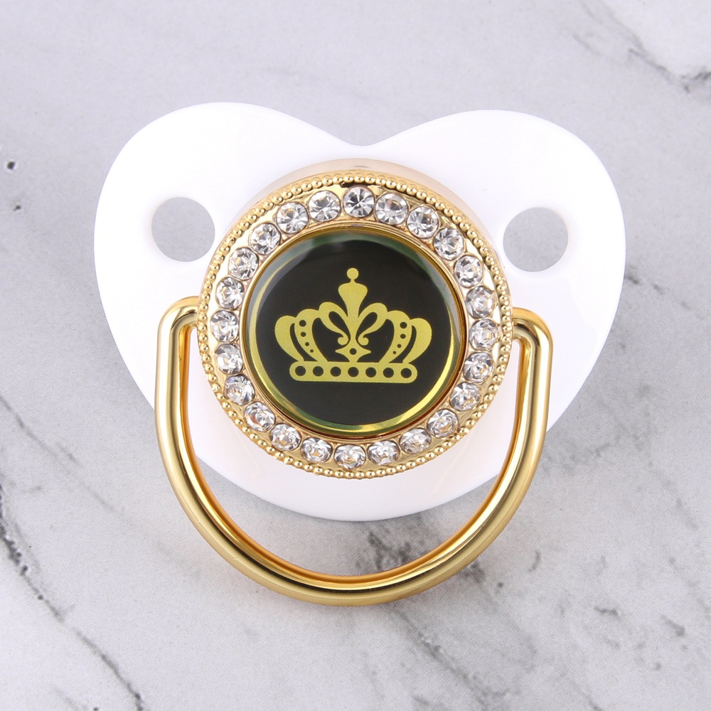 Cross-Border Hot Sale High-Grade Golden Diamond Pacifier Cartoon Crown Baby Nipple