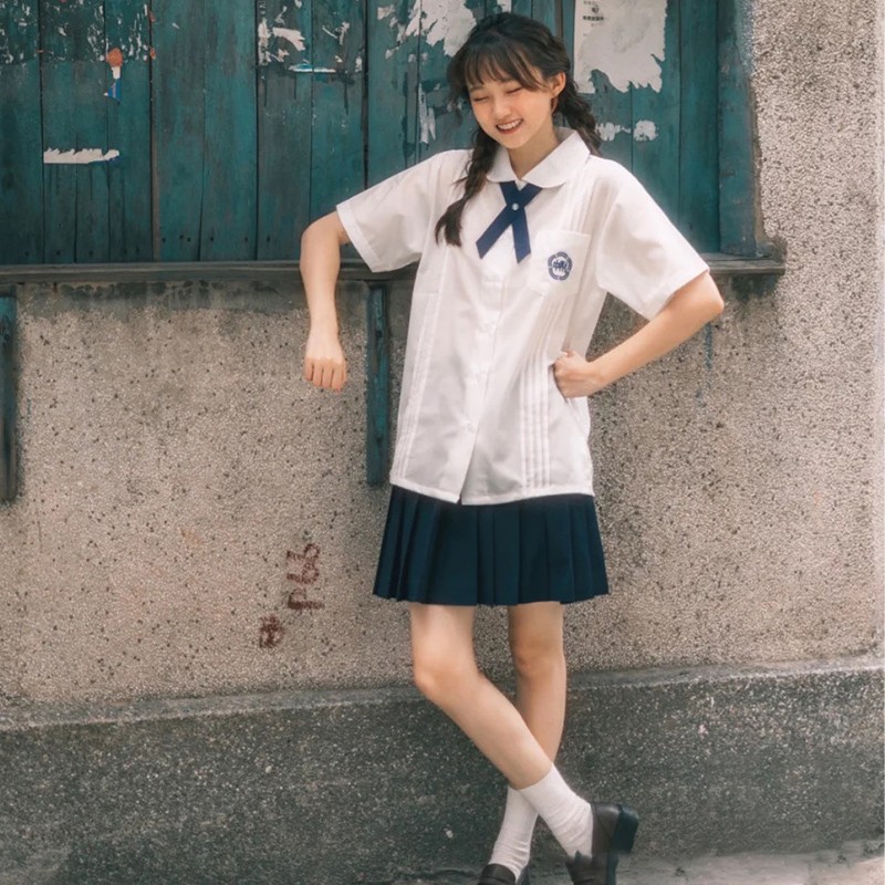 台湾附中校服夏季衬衫套装jk制服女高中学生学院风运动会毕业班服