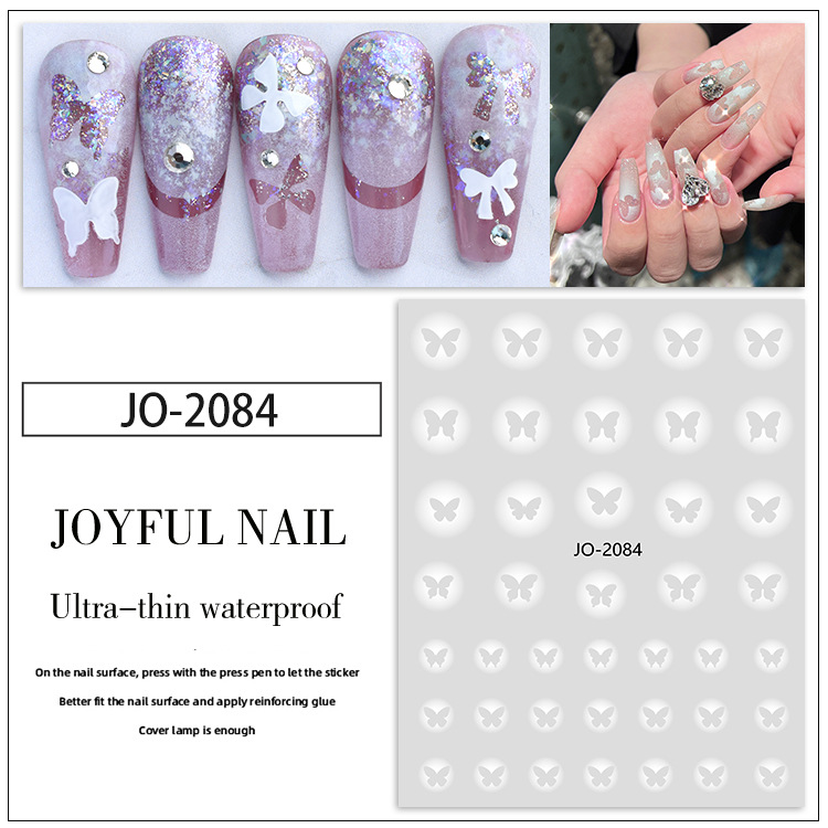 White Blooming Semi-Transparent Hollow Butterfly Heart-Shaped XINGX Nail Sticker Adhesive Waterproof New Nail Sticker Decoration