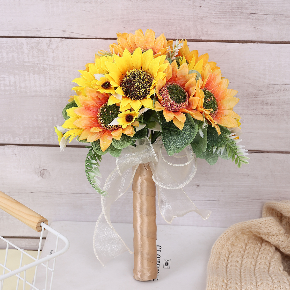 新款婚礼小众新娘手捧花花束向日葵手捧花领证手捧-阿里巴巴