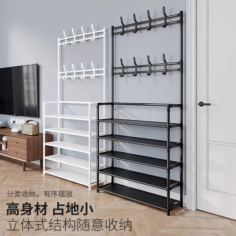 Foreign Trade Export Simple Shoe Rack Multi-Layer Storage Rack Door Shoe Rack Multi-Functional Floor Clothes Rack Shoes and Hat Rack