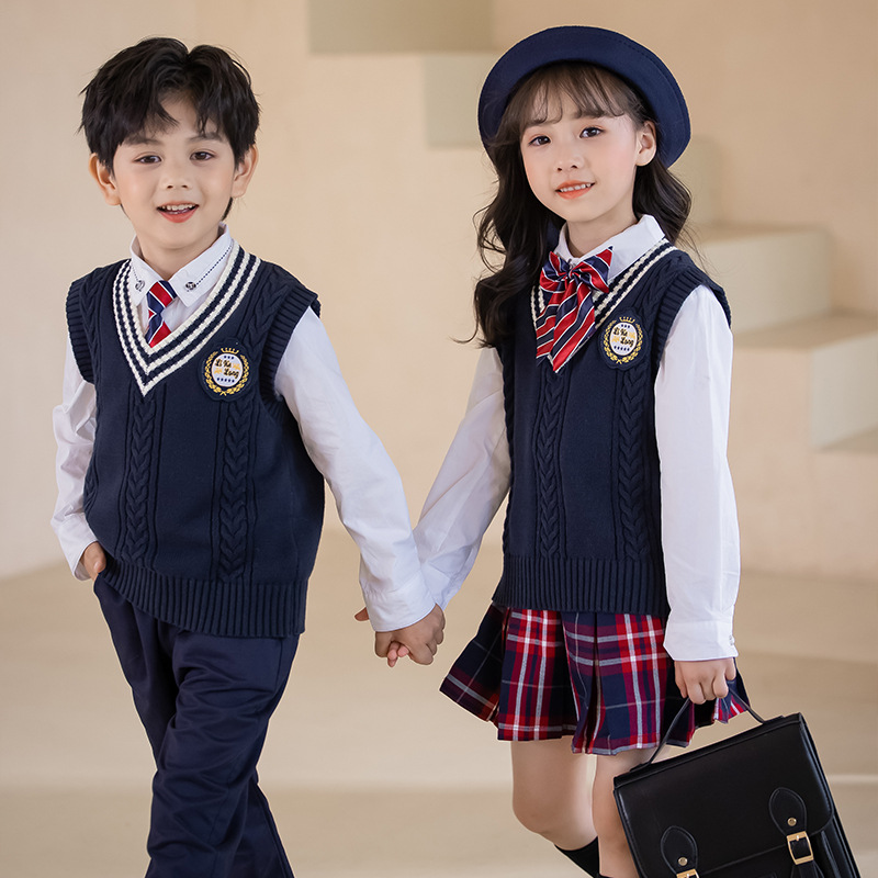 英伦风校服春秋装幼儿园园服中小学生班服套装韩国学院儿童演出服