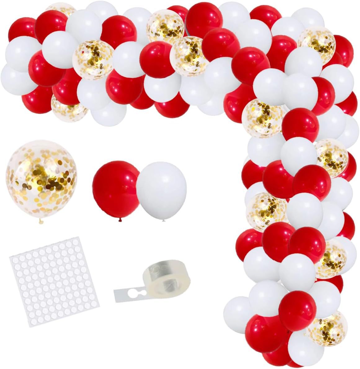 Red White Gold Sequins Balloon Set Birthday Party Baby Shower Wedding Anniversary Graduation Party Decoration