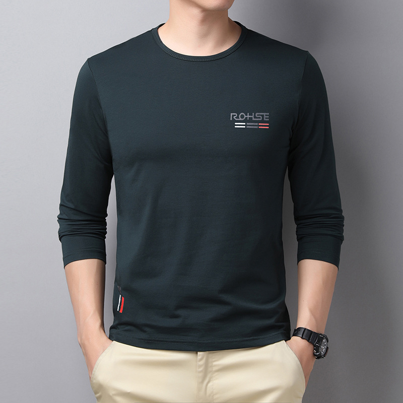 青年纯棉t恤男士长袖内搭白色春秋季体衣服2022春季新款打底衫男
