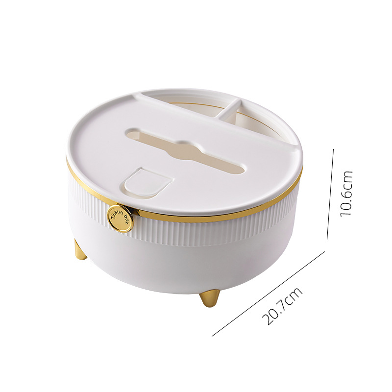 Creative and Slightly Luxury Living Room round Tissue Box Large Roll Paper Box Roll Holder Gold-Plated Four-Leg Nordic Style Storage Roll Holder