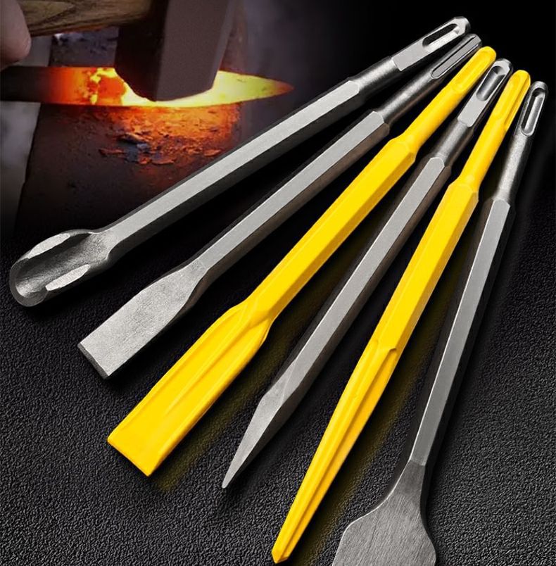 平凿扁头两坑圆头电稿铲头电搞冲击钻路面电垂电转圆柄电锤凿子