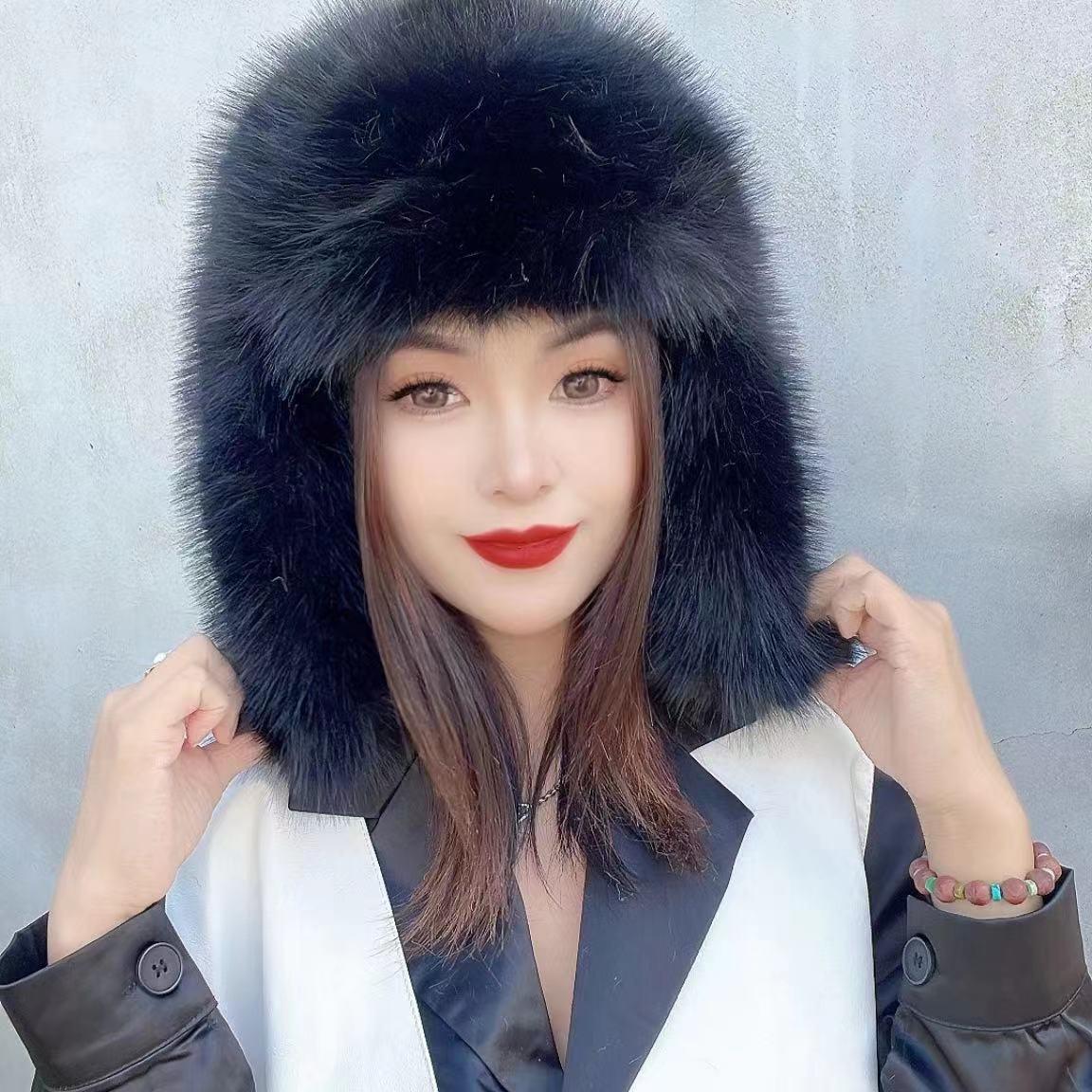 Ushanka Imitation Fox Fur Autumn and Winter Hat Women's Winter Fur Hat New Western Style Ski Cap Warm Korean Style Fashion