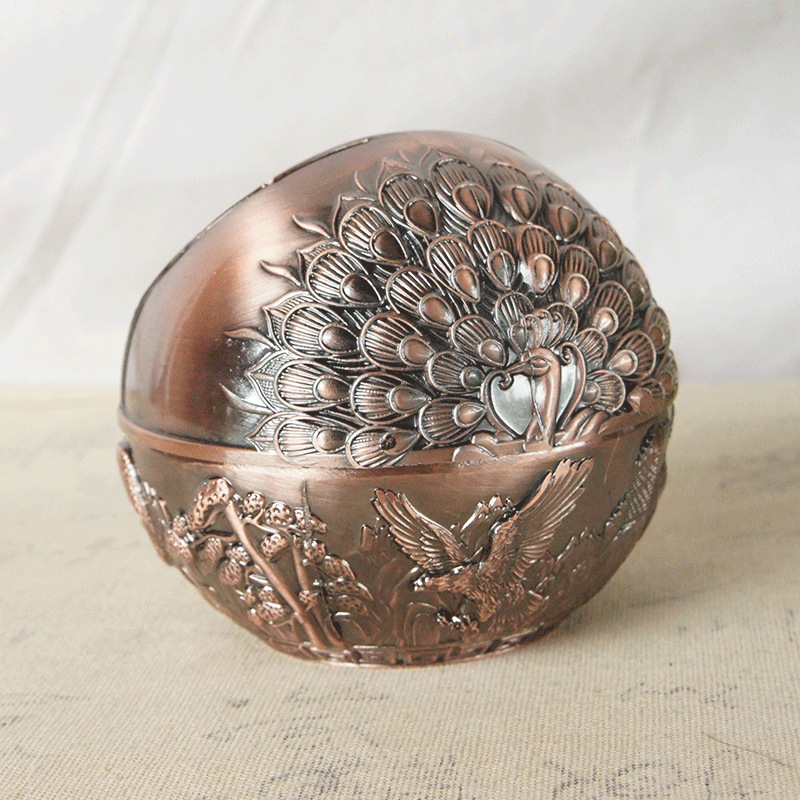 Spherical Win Instant Success Large Exhibition with Lid Hongtu Huxiao Mountain and River Ashtray Metal Manufacturing Texture Windproof and Smoke Proof