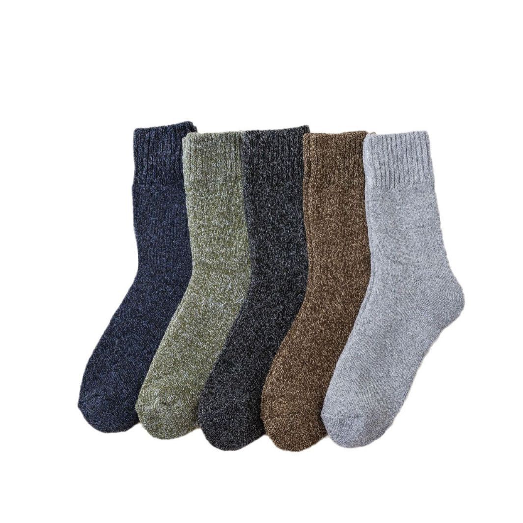Socks Men's Winter Fleece Lined Padded Warm Keeping Terry-Loop Hosiery Men's Mid-Calf Length Sock Room Socks Parallel Terry Sock Cotton Socks