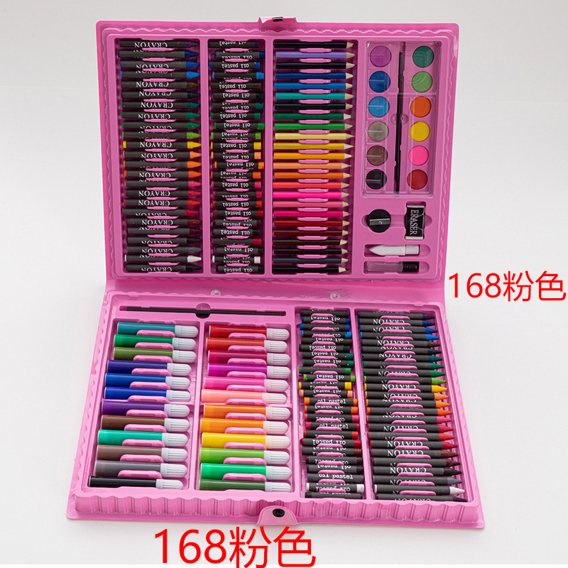 208 Watercolor Pens Set 150 Brush Children's Day Painting Stationery Color Pen Gift Drawing Set Wholesale